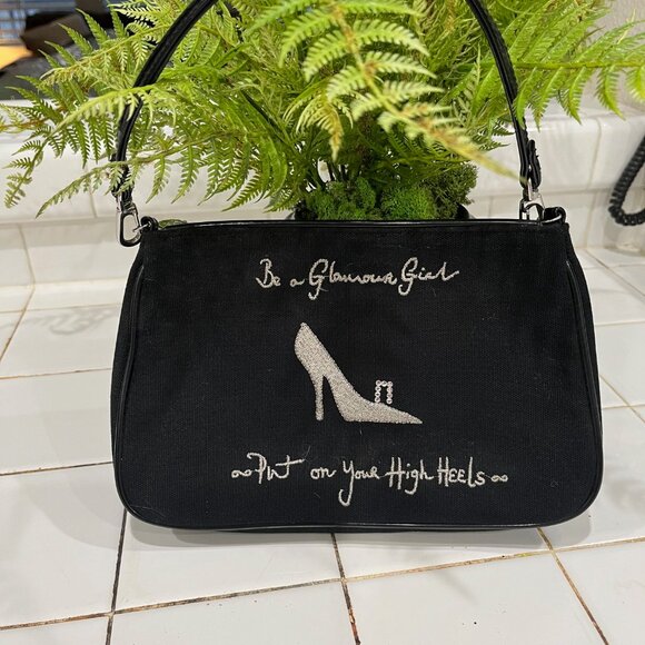 RARE FIND! Vintage Lulu Guinness Glamor Girl black handbag - Picture 1 of 10